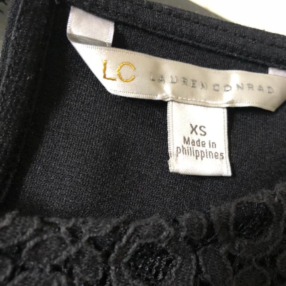 Lauren Conrad Embellished mixed media crop-top